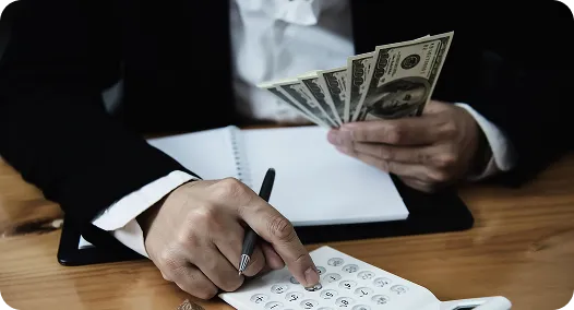 business-man-show-money-bank-note-make-financial-plan-invite-people-sell-buy-house-car-monetary-properties-loan-credit-insurance-concept 1