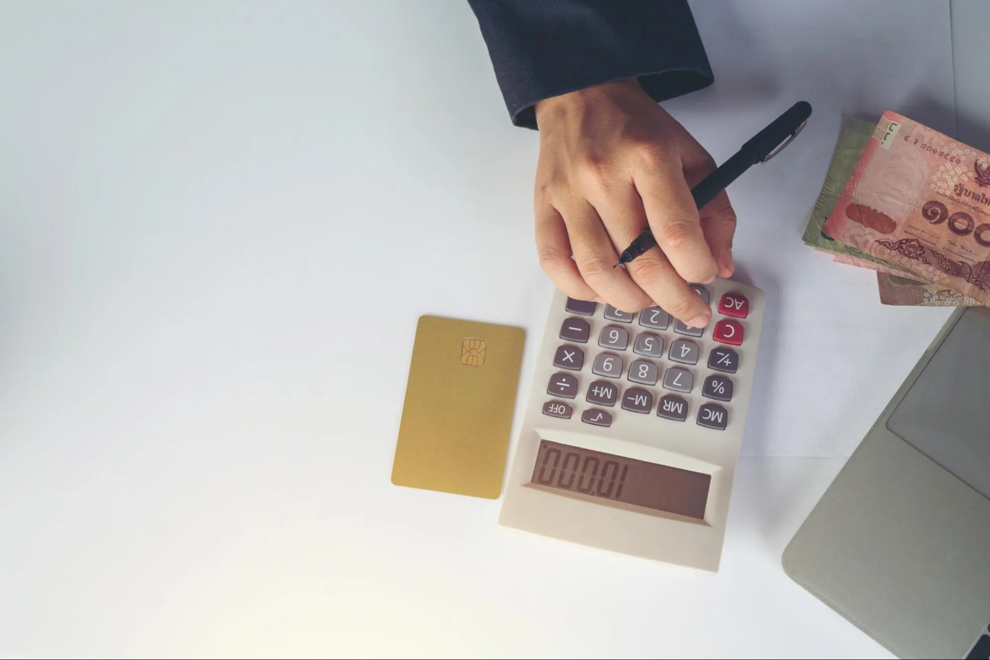 Calculator and financial documents